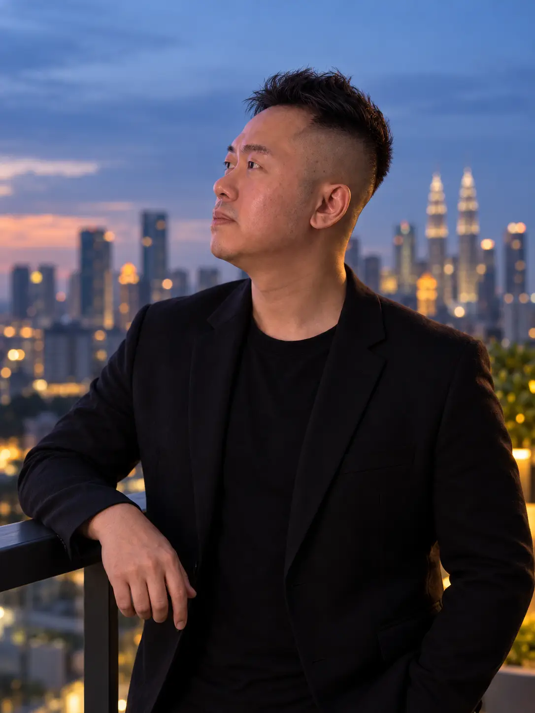 Sean Looi on a Kuala Lumpur rooftop at dusk