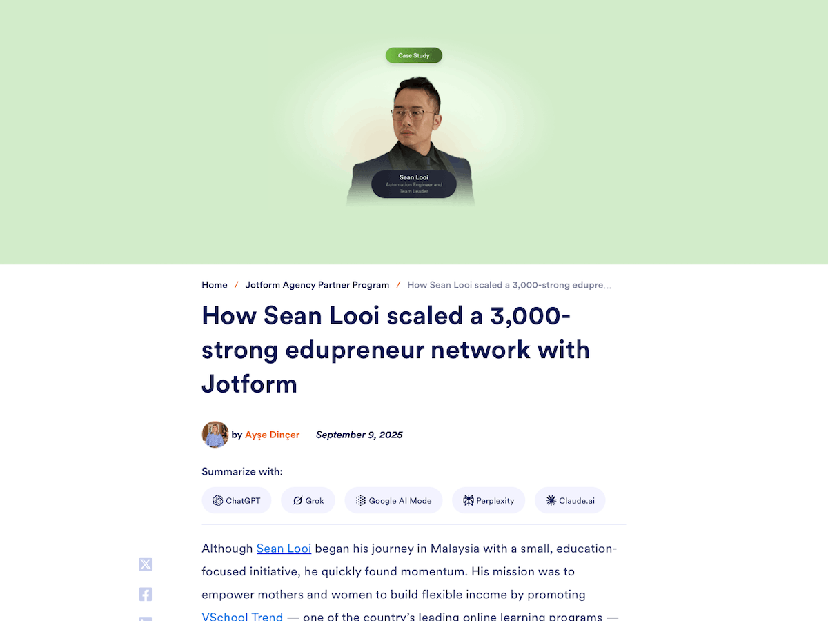 Jotform case study feature